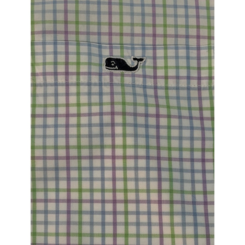 Vineyard Vines Tucker Shirt Mens XL Plaid Button Down Blue Green Purple Cotton - Picture 3 of 6